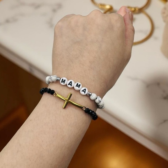 Stainless Steel Cross beaded w/ Mama Bracelet - Picture 2 of 6